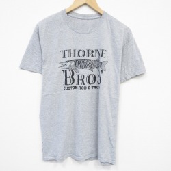 L★古着 半袖 Tシャツ メンズ 魚 クルーネック グレー 霜降り 25aug29 中古