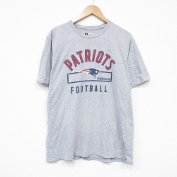 XL★古着 半袖 Tシャツ メンズ NFL ニューイングランドペイトリオッツ クルーネック グレー 霜降り アメフト スーパーボウル 25sep01 中古