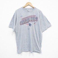 XL★古着 半袖 Tシャツ メンズ NFL ニューイングランドペイトリオッツ クルーネック グレー 霜降り アメフト スーパーボウル 25aug29 中古