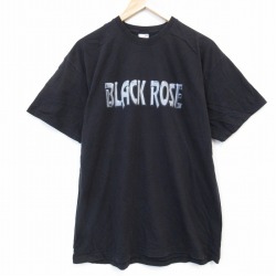 L★古着 フルーツオブザルーム 半袖 Tシャツ メンズ ブラックローズ コットン クルーネック 黒 ブラック 25aug30 中古