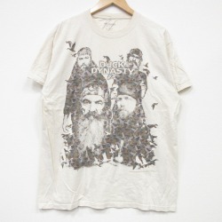 L★古着 半袖 Tシャツ メンズ ダックダイナスティ コットン クルーネック 薄ベージュ カーキ 25sep03 中古
