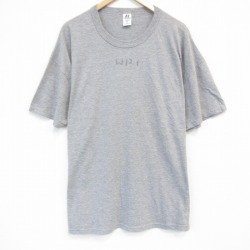 【20%OFF】XL★古着 ラッセル 半袖 Tシャツ メンズ ステンシル 大きいサイズ クルーネック グレー 霜降り 25sep08 中古