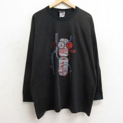 XL★古着 ショーンジョン 長袖 ビンテージ Tシャツ メンズ 90年代 90s SJC 大きいサイズ コットン クルーネック USA製 黒 ブラック 【spe】 24apr20 中古