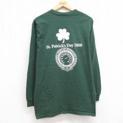 XL★古着 ジャンセン 長袖 ビンテージ Tシャツ メンズ 00年代 00s セントパトリックスデー 胸ポケット付き コットン クルーネック USA製 緑 グリーン 24jun05 中古