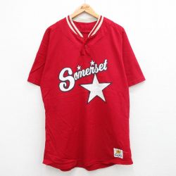 XL★古着 半袖 ビンテージ Tシャツ メンズ 00年代 00s Somerset メッシュ地 Vネック 赤 レッド 24jun10 中古