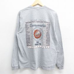 XL★古着 長袖 ビンテージ Tシャツ メンズ 00年代 00s NCAA バスケットボール クルーネック グレー 霜降り 24jul27 中古