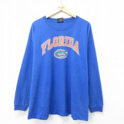 【50%OFF】XL★古着 STEVE&BARRYS 長袖 ビンテージ Tシャツ メンズ 00年代 00s フロリダ ゲーターズ 大きいサイズ コットン クルーネック 青 ブルー 24jul27 中古