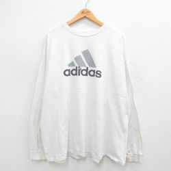 XL★古着 アディダス adidas 長袖 ビンテージ Tシャツ メンズ 00年代 00s ビッグロゴ 大きいサイズ コットン クルーネック 白 ホワイト 24aug19 中古