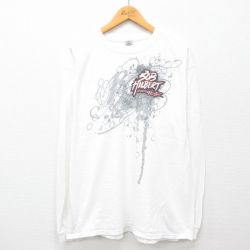【50%OFF】XL★古着 長袖 Tシャツ メンズ 00年代 00s BOB HILBERT 大きいサイズ コットン クルーネック 白 ホワイト 24aug20 中古