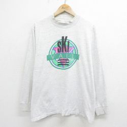 L★古着 SDI 長袖 ビンテージ Tシャツ メンズ 90年代 90s スキー モックネック ハイネック コットン USA製 薄グレー 霜降り 24aug23 中古