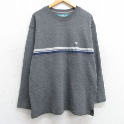 XL★古着 ビッグドッグス BIG DOGS 長袖 Tシャツ メンズ ワンポイントロゴ クルーネック グレー 霜降り 25feb14 中古