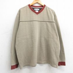 XL★古着 コロンビア COLUMBIA 長袖 ビンテージ Tシャツ メンズ 00年代 00s 大きいサイズ Vネック ベージュ カーキ 25feb15 中古
