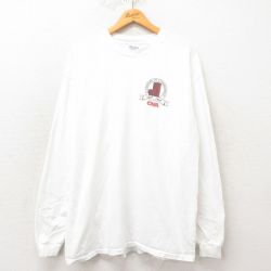 XL★古着 ヘインズ Hanes 長袖 ビンテージ Tシャツ メンズ 90年代 90s CAN コットン クルーネック 白 ホワイト 25mar03 中古