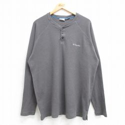 XL★古着 コロンビア COLUMBIA 長袖 サーマル Tシャツ メンズ ワンポイントロゴ ラグラン クルーネック グレー 25mar07 中古