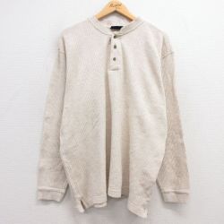 XL★古着 FADED GLORY 長袖 ビンテージ Tシャツ メンズ 00年代 00s 大きいサイズ ヘンリーネック 薄ベージュ カーキ 25mar07 中古