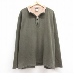 XL★古着 コロンビア COLUMBIA 長袖 ハーフジップ Tシャツ メンズ 大きいサイズ 緑 グリーン 25mar08 中古