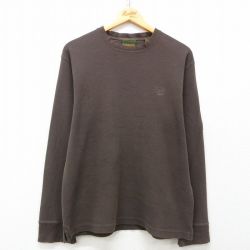 XL★古着 ティンバーランド 長袖 ビンテージ サーマル Tシャツ メンズ 00年代 00s ワンポイントロゴ 大きいサイズ コットン クルーネック 茶 ブラウン 25mar11 中古