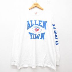XL★古着 フルーツオブザルーム 長袖 ビンテージ Tシャツ メンズ 00年代 00s NFL バッファロービルズ MAFIA 大きいサイズ コットン クルーネック 白 ホワイト アメフト スーパーボウル 25mar13 中古