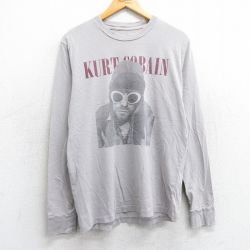 L★古着 長袖 ロック バンド Tシャツ メンズ カートコバーン コットン クルーネック グレー系 【spe】 25mar18 中古