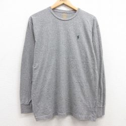 L★古着 ラルフローレン Ralph Lauren 長袖 ブランド Tシャツ メンズ ワンポイントロゴ コットン クルーネック グレー 霜降り 25mar29 中古