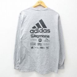 L★古着 アディダス adidas 長袖 ビンテージ Tシャツ メンズ 00年代 00s ビッグロゴ 企業広告 クルーネック グレー 霜降り他 25mar31 中古