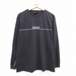 XL★古着 ノーティカ NAUTICA 長袖 ブランド Tシャツ メンズ ビッグロゴ コットン クルーネック カナダ製 黒 ブラック 25apr02 中古