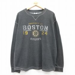 XL★古着 長袖 ビンテージ サーマン Tシャツ メンズ 00年代 00s NHL ボストンブルーインズ 大きいサイズ クルーネック 濃グレー アイスホッケー 25apr09 中古
