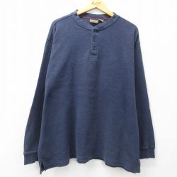 【20%OFF】XL★古着 エルエルビーン LLBEAN 長袖 ビンテージ Tシャツ メンズ 00年代 00s コットン ヘンリーネック 紺 ネイビー 霜降り 25apr11 中古