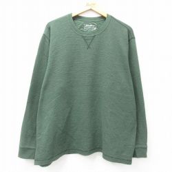 XL★古着 エディーバウアー 長袖 Tシャツ メンズ 無地 大きいサイズ クルーネック 緑 グリーン 25apr11 中古