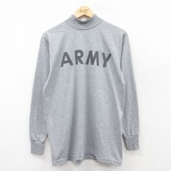 M★古着 長袖 ビンテージ Tシャツ メンズ 00年代 00s ミリタリー アーミー ARMY リフレクター モックネック ハイネック USA製 グレー 霜降り 25apr17 中古
