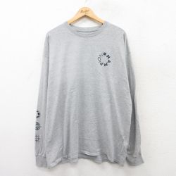 XL★古着 チャンピオン Champion 長袖 Tシャツ メンズ ワンポイントロゴ 大きいサイズ クルーネック グレー 霜降り 25apr17 中古