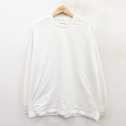 XL★古着 長袖 ビンテージ Tシャツ メンズ 00年代 00s 無地 大きいサイズ コットン クルーネック 白 ホワイト 25apr17 中古