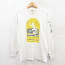 M★古着 長袖 ビンテージ Tシャツ メンズ 90年代 90s ニューハンプシャー クルーネック USA製 白 ホワイト 25apr18 中古