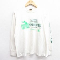 M★古着 フルーツオブザルーム 長袖 ビンテージ Tシャツ メンズ 90年代 90s STOCKADE ATHON クルーネック USA製 生成り 25apr23 中古