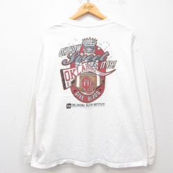 XL★古着 長袖 ビンテージ Tシャツ メンズ 00年代 00s オクラホマ 大きいサイズ コットン クルーネック 白 ホワイト 25apr23 中古