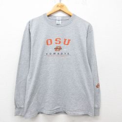 L★古着 長袖 ビンテージ Tシャツ メンズ 00年代 00s オクラホマ グレー 霜降り 25apr23 中古