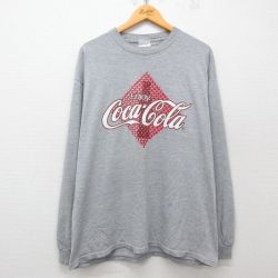 XL★古着 ヘインズ Hanes 長袖 ビンテージ Tシャツ メンズ 00年代 00s コカコーラ グレー 霜降り 【spe】 25apr23 中古