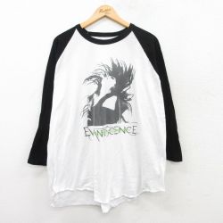 XL★古着 7分袖 ロック バンド Tシャツ メンズ エヴァネッセンス ラグラン ツートンカラー 大きいサイズ コットン クルーネック 白他 ホワイト 【spe】 25apr23 中古 7分丈 七分丈 七分袖