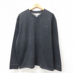 XL★古着 コロンビア COLUMBIA 長袖 ビンテージ Tシャツ メンズ 00年代 00s ワンポイントロゴ 大きいサイズ Vネック グレー 25apr25 中古
