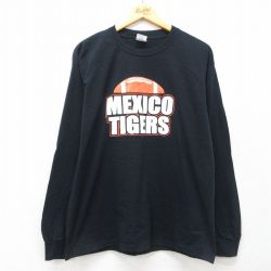 L★古着 長袖 ビンテージ Tシャツ メンズ 00年代 00s タイガース コットン クルーネック 黒 ブラック 25apr26 中古
