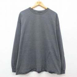 XL★古着 STEVE&BARRYS 長袖 ビンテージ Tシャツ メンズ 00年代 00s 無地 大きいサイズ コットン クルーネック グレー 25apr26 中古