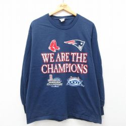 【50%OFF】XL★古着 リー Lee 長袖 ビンテージ Tシャツ メンズ 00年代 00s MLB ボストンレッドソックス コットン クルーネック 紺 ネイビー メジャーリーグ ベースボール 野球 25apr26 中古