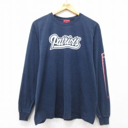 XL★古着 長袖 ビンテージ Tシャツ メンズ 00年代 00s NFL ニューイングランドペイトリオッツ コットン クルーネック 紺 ネイビー アメフト スーパーボウル 25apr26 中古
