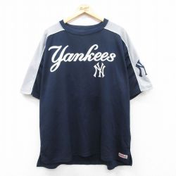 【50%OFF】XL★古着 半袖 フットボール Tシャツ メンズ MLB ニューヨークヤンキース アレックスロドリゲス 13 ツートンカラー 大きいサイズ クルーネック 紺他 ネイビー メジャーリーグ ベースボール 野球 【spe】 25may01 中古