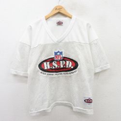 XL★古着 半袖 ビンテージ フットボール Tシャツ メンズ 00年代 00s NFL HSPD メッシュ地 大きいサイズ Vネック 白 ホワイト アメフト スーパーボウル ユニフォーム ゲームシャツ 25may01 中古