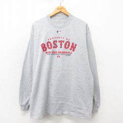 【50%OFF】XL★古着 長袖 ビンテージ Tシャツ メンズ 00年代 00s MLB ボストンレッドソックス クルーネック グレー 霜降り メジャーリーグ ベースボール 野球 25may02 中古