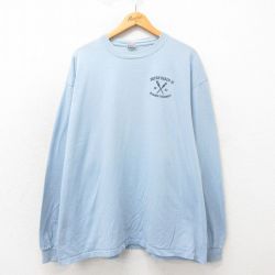 XL★古着 長袖 ビンテージ Tシャツ メンズ 00年代 00s オーシャンビーチ 大きいサイズ コットン クルーネック 水色 25may02 中古