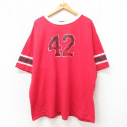 XL★古着 STEVE&BARRYS 半袖 ビンテージ Tシャツ メンズ 00年代 00s 42 大きいサイズ コットン クルーネック 赤 レッド 25may02 中古