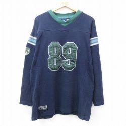 【50%OFF】L★古着 BOSS 長袖 ビンテージ フットボール Tシャツ メンズ 00年代 00s 89 Vネック 紺他 ネイビー ユニフォーム ゲームシャツ 【spe】 25may09 中古