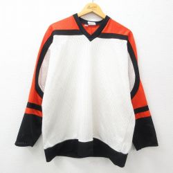 XL★古着 長袖 ビンテージ フットボール Tシャツ メンズ 90年代 90s 無地 ラグラン メッシュ地 大きいサイズ Vネック USA製 白他 ホワイト ユニフォーム ゲームシャツ 25may09 中古
